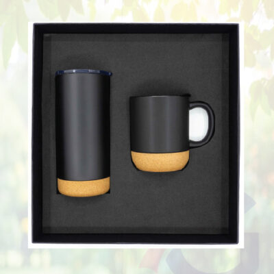 Promotional Giftset with Cork Ceramic mug and Tumbler