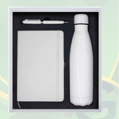 Promotional Giftset with White Notebook Pen and Bottle