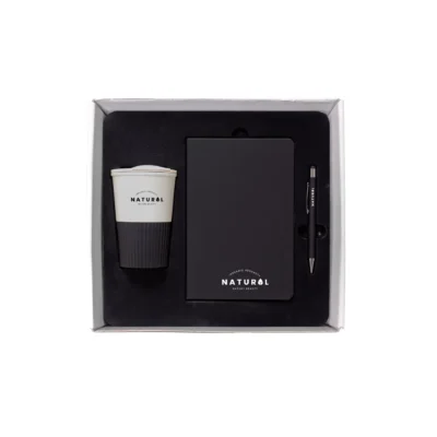 Natmez 3-in-1 Corporate Gift Set – Black Edition (White Box)