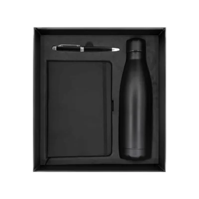 Promotional Giftset with Black Notebook pen and Insulated Bottle