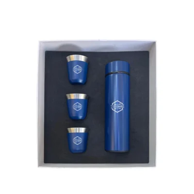 Promotional Gift set with Insulated Bottle and espresso cup Blue