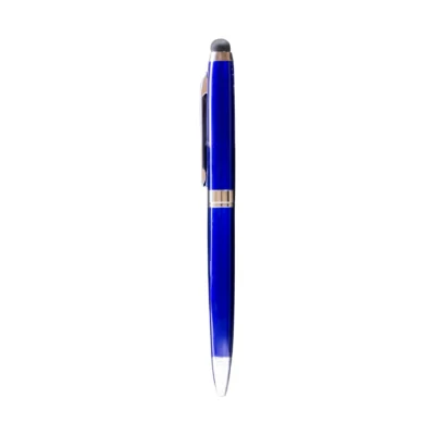 Metal Pen With Ring And Stylus Blue