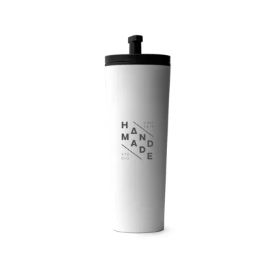 White Double Wall Tumbler with Straw